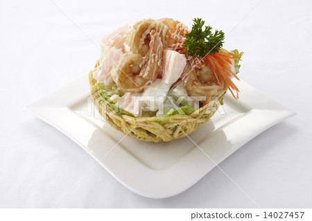 Chinese fruit salad in crispy taro basket 14027457