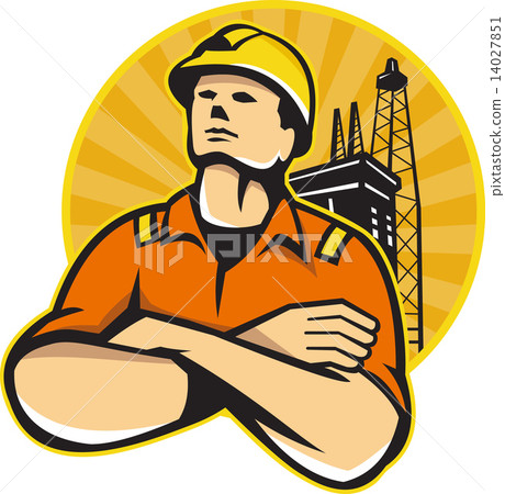 Offshore Oil and Gas Worker Rig Retro 14027851