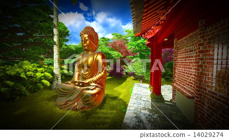 Buddha Statue in Japanese garden 14029274