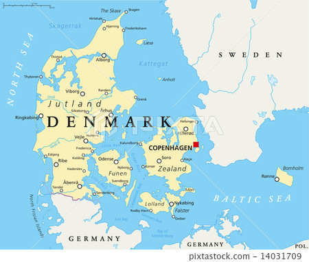 North Zealand Denmark Map Denmark Political Map - Stock Illustration [14031709] - Pixta