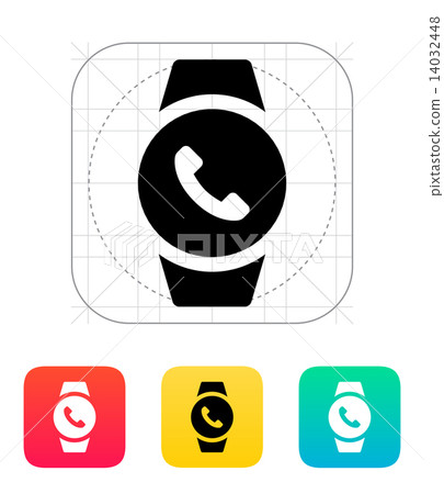 Round smart watch call icon. Round smart watch call icon. 14032448