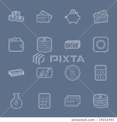 Money and financial thin lines icons set - Stock Illustration [14032493 ...