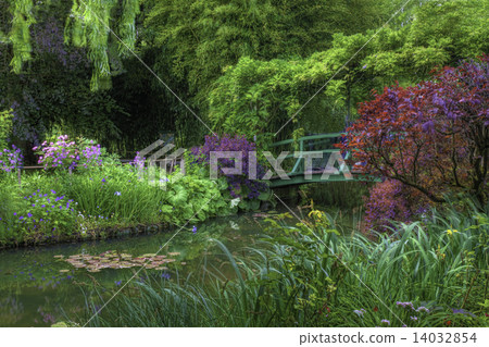 A bridge passes by a pond in Monet's Garden 14032854