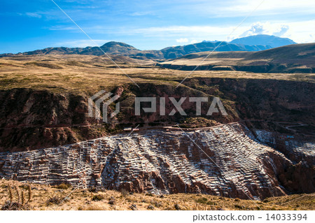 Pre Inca traditional salt mine Maras, Peru 14033394