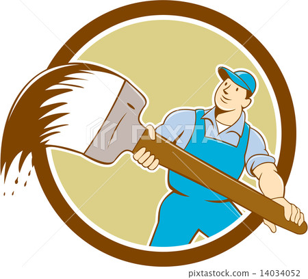 House Painter Giant Paintbrush Cartoon 14034052