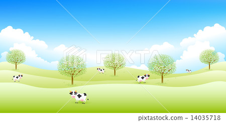 Cow ranch background - Stock Illustration [14035718] - PIXTA
