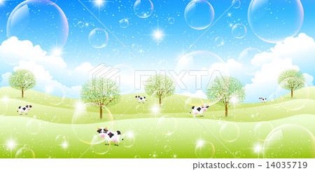 Cow ranch background - Stock Illustration [14035719] - PIXTA