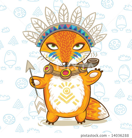 Vector illustration print of a cartoon indian fox 14036288