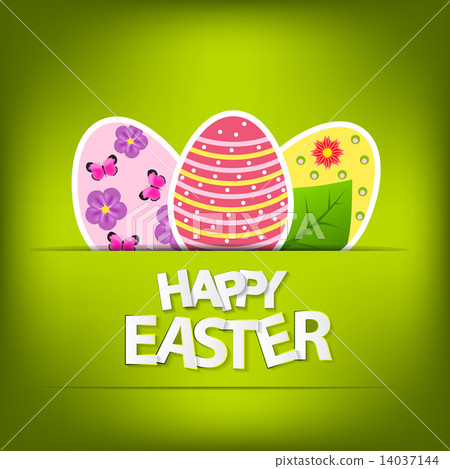 Happy Easter Spring Background Vector Illustration 14037144