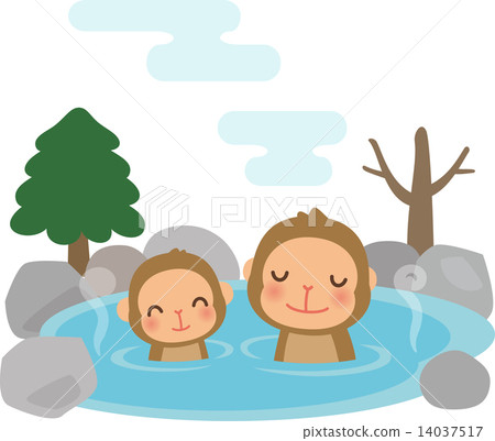 Parent and child of a monkey who enters a hot spring Parent and child of a monkey who enters a hot spring 14037517