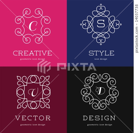 Collection of abstract geometrical icons, elements and frames Collection of abstract geometrical icons, elements and frames 14037738