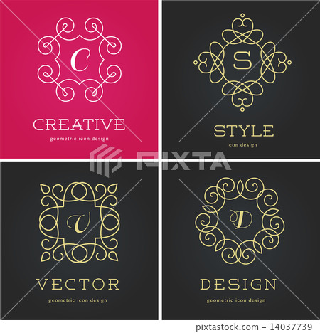 Collection of abstract geometrical icons, elements and frames Collection of abstract geometrical icons, elements and frames 14037739