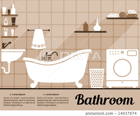 Bathroom interior flat design - Stock Illustration [14037874] - PIXTA
