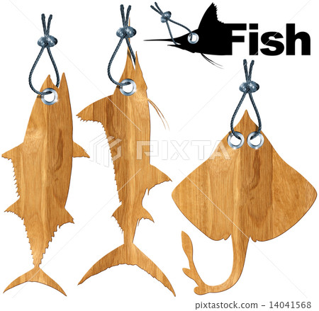 Set of Fish Tags - 4 Items - Stock Illustration [14041568] - PIXTA