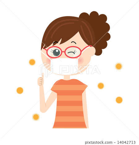 A young lady who wears masks and glasses and measures allergies A young lady who wears masks and glasses and measures allergies 14042713