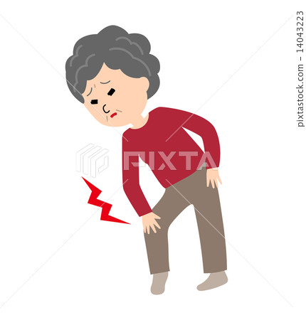 An elderly woman suffering from knee joint pain An elderly woman suffering from knee joint pain 14043223