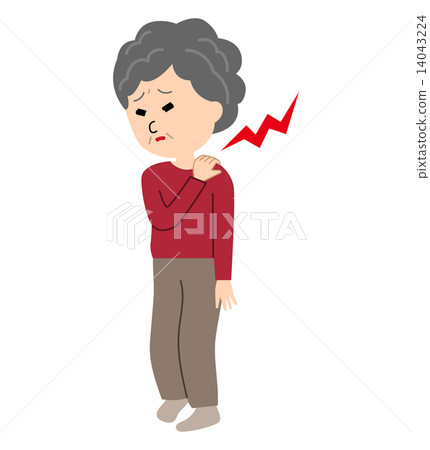 An elderly woman suffering from stiff shoulders 14043224