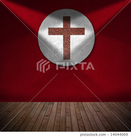 Marble Cross in Red Room - Religious Background 14044009
