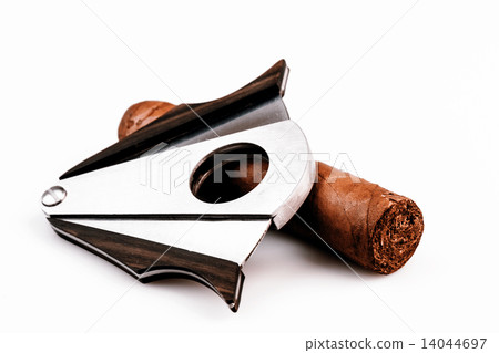 Cigar and cutter on a white background 14044697