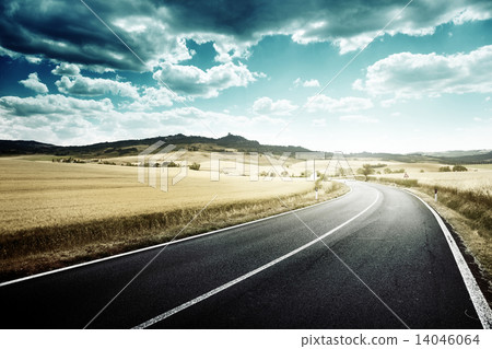 asphalt road in Tuscany Italy 14046064