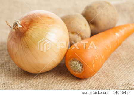 菜蔥土豆紅蘿蔔簡單布料袋子的圖片 菜蔥土豆紅蘿蔔簡單布料袋子的圖片 14046464