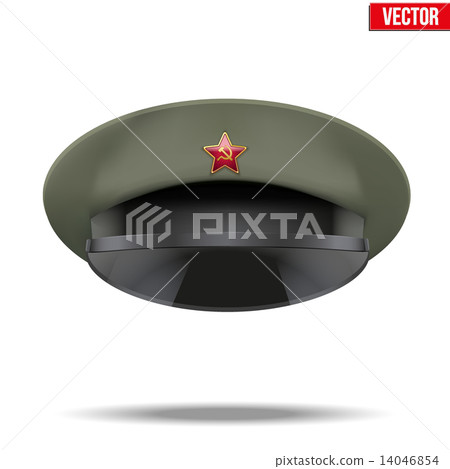 Russian Military officer peaked cap with red star on cockade 14046854