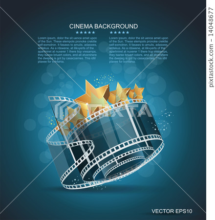 Film strip roll with gold stars. Vector cinema background. - Stock