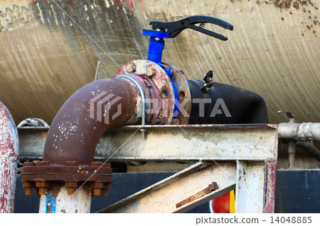 Old valve or dirty valve in dirty work, Dirty valve in oil transfer station. 14048885