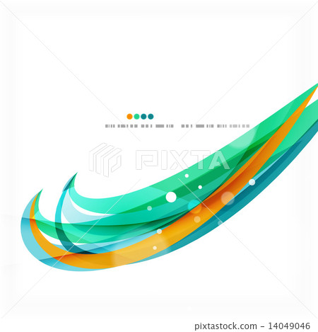 Blue, orange, red swirl wave lines. Light design 14049046