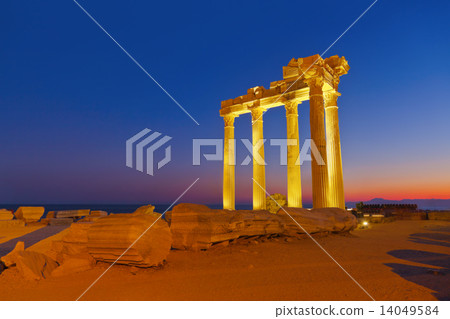Old ruins in Side, Turkey at sunset 14049584