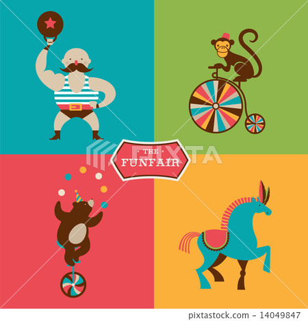 vintage poster with carnival, fun fair, circus vector background  14049847