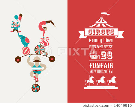 vintage poster with carnival, fun fair, circus vector background  14049910