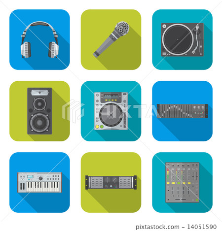 various color flat style sound devices icons set. various color flat style sound devices icons set. 14051590