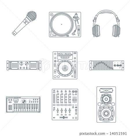 various dark outline sound devices icons set. various dark outline sound devices icons set. 14051591