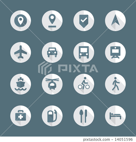 flat style various map navigation icons set. flat style various map navigation icons set. 14051596