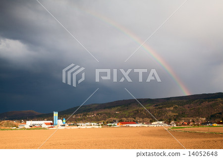 Natural rainbow over Dobrichovice in Czech Republic 14052648