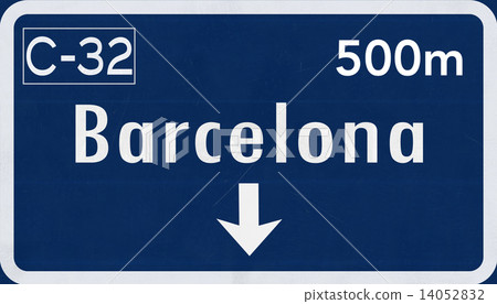 Barcelona Spain Highway Road Sign 14052832