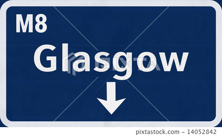 Glasgow Scotland United Kingdom Highway Road Sign 14052842