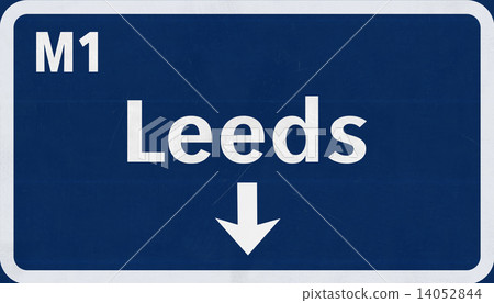 Leeds United Kingdom Highway Road Sign - Stock Illustration [14052844 ...