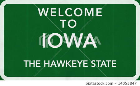 Iowa USA State Welcome to Highway Road Sign... - Stock Illustration ...