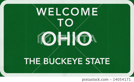 Ohio USA State Welcome to Highway Road Sign Illustration 14054171