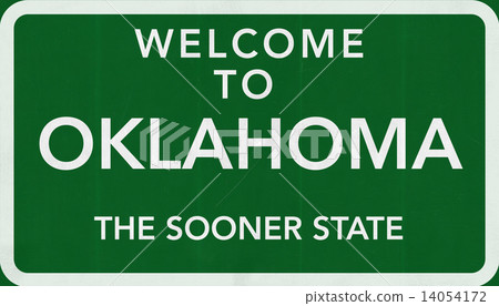 Oklahoma USA State Welcome to Highway Road Sign Illustration 14054172