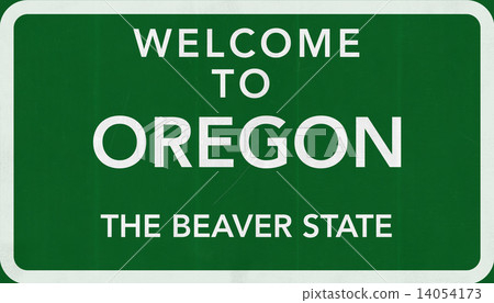 Oregon USA State Welcome to Highway Road Sign Illustration 14054173