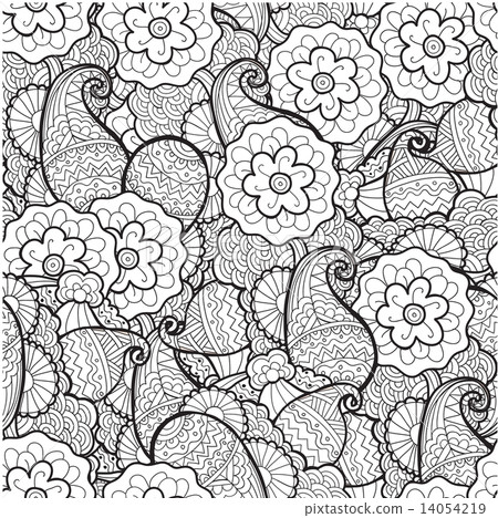 Vector black and white ornamental floral background. Pattern for your design wallpapers 14054219