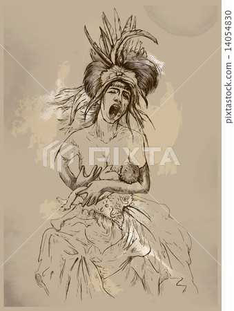 Madonna and Child. Hand drawn vector 14054830