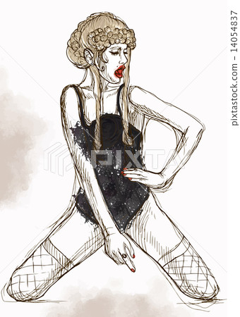Wow girl. Young woman in underwear. Hand drawn vector. Wow girl. Young woman in underwear. Hand drawn vector. 14054837