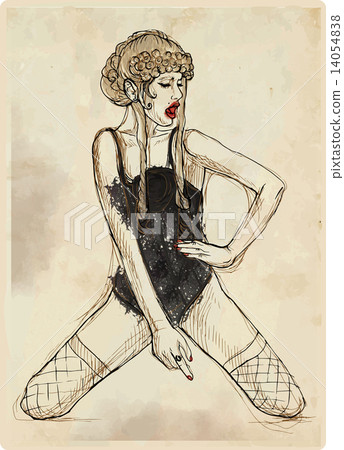 Wow girl. Young woman in underwear. Hand drawn vector. Wow girl. Young woman in underwear. Hand drawn vector. 14054838