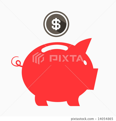 Money Vector Red Pig Bank with Dollar Coin Money Vector Red Pig Bank with Dollar Coin 14054865