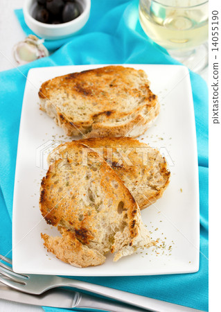 fried bread on the white plate fried bread on the white plate 14055190