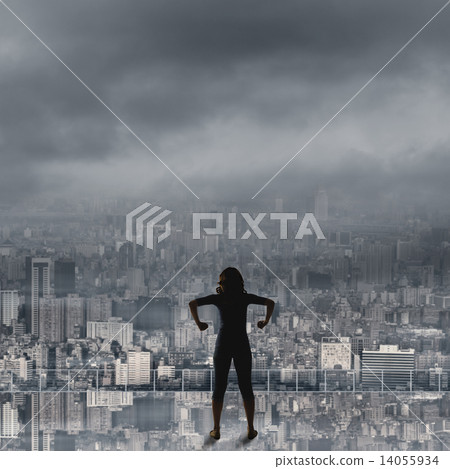 silhouette of Asian woman silhouette of Asian woman 14055934